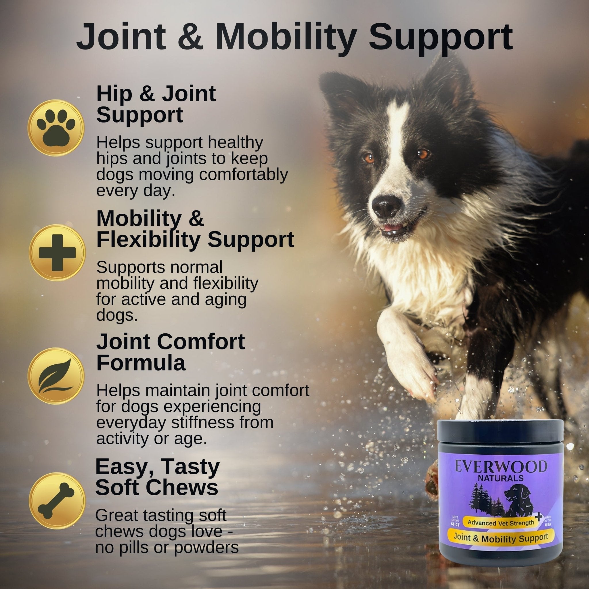 Everwood Naturals Advanced Vet Strength Joint & Mobility Dog Supplement Chews